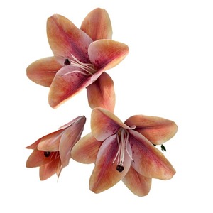 Fleur artificielle 3D en forme de lys, 3 têtes, imperméable, pour décoration de mariage et de maison - Product Image 5