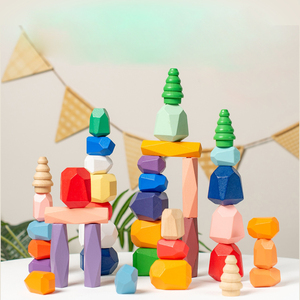 40 Stuks Houten Sorteren En Stapelen Stenen Regenboog Balanceren Constructie Houten Stapelen Rotsen Bouwstenen Educatief Speelgoed - Product Image 6