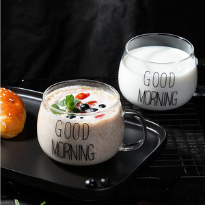 แก้วอาหารเช้ามีหูจับ สำหรับนม กาแฟ น้ำผลไม้ ข้าวโอ๊ต ชา ซีเรียล สีพื้น ใช้ในบ้าน - Product Image 1