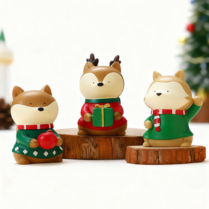 Christmas Resin Figurines Set Fox Tiger Reindeer Dolls Indoor Decor Living Room Ornaments Glossy Finish - Product Image 4