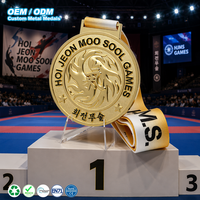 Medaglia Sportiva Personalizzata OEM all'Ingrosso, Premio per Competizioni di Taekwondo e Arti Marziali, Souvenir in Metallo con Nastro Stampato