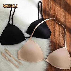 Français Sexy <span class=keywords><strong>Triangulaire</strong></span> Coupe Suspendue Cou Avant Bouton Sous-Vêtements Doux Respirant Beau Dos Soutien-Gorge Pour Femmes - Product Image 1