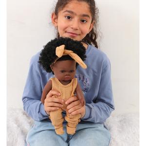 تصميم جديد شعار مخصص OEM ODM Vinyl Sillicone فتاة جميلة <span class=keywords><strong>14</strong></span> بوصة دمية طفل أفريقي أسود أسود للأطفال - Product Image 2