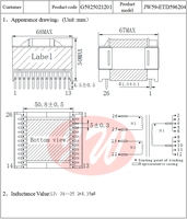 Transformateur ETD596204 ETD59, inductance minimale 9,35 mH, 26 broches, espacement des broches 5 mm, 68x50x67 mm