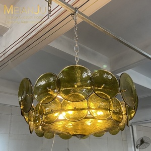 Zhongshan, candelabro de cristal cóncavo verde moderno, luz colgante Premium para sala de estar de Hotel, iluminación de textura verde - Product Image 5
