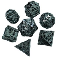 Ensemble de 7 dés de luxe polyédriques en métal, motif feuille, creux et durables, accessoires de jeu de société, emballage personnalisable