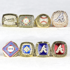 Ensemble de 8 bagues de championnat des World Series des Braves d'<span class=keywords><strong>Atlanta</strong></span> avec boîte - Product Image 1