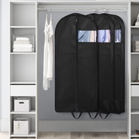 Housse de costume pliable anti-poussière minimaliste noire unie avec logo personnalisé, en polyester, best-seller pour les détaillants en ligne