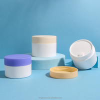 Bouteille de crème corporelle double en plastique PP, à fond droit, 100g/250g, avec tampon exfoliant et bouchon à vis en plastique à large ouverture