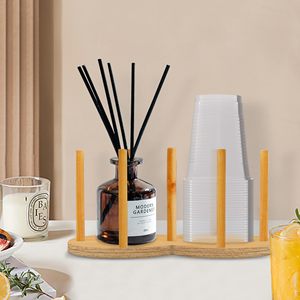 Portabicchieri compatto in bambù, versatile, da installare a terra per lavabo, bagno, tazze da collutorio, bicchieri e tumbler - Product Image 3