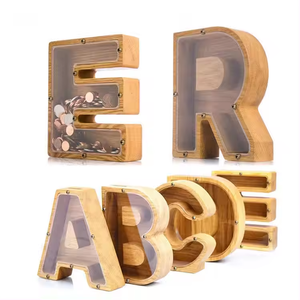 Tirelire en bois de haute qualité avec lettres de l'alphabet en acrylique pour enfants - Product Image 2