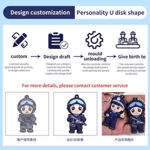 Promotion Cadeau Police Forme Widgets Personnalisé <span class=keywords><strong>Dessin</strong></span> <span class=keywords><strong>Animé</strong></span> CuteKey Anneau 2D En Caoutchouc Porte-clés Accessoire Pendentif Doux Pvc Porte-clés - Product Image 2