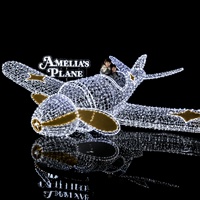 Décoration de Noël géante en forme d'avion à hélices LED pour affichage commercial, sculpture d'avion extérieure avec lumières
