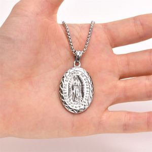 Hot Sale Products Stainless Steel <b>Men</b> <b>Necklace</b> Virgin Mary Oval Pendant <b>Necklace</b> - Product Image 2