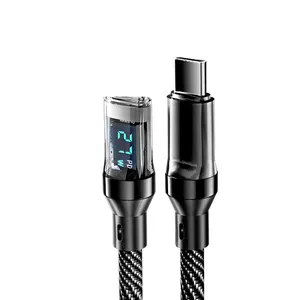 3A Intelligent Fast Charging Data Cable Full Auto Off Power Digital Display Monitoring 3A Nylon USB Cable