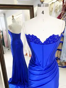 2025 nouvelles perles en gros bleu royal longues robes robes de soirée pour robe de bal fille
