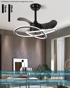 Lustre électrique LED moderne simple ventilateur de plafond intégré pour la maison pour salon salle à manger pour table à manger domestique en plastique - Product Image 3
