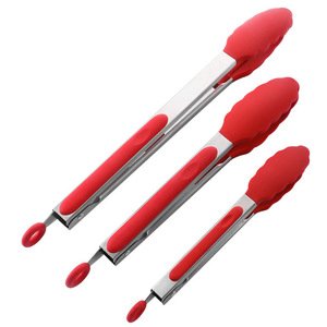 Venta al por mayor 12 pulgadas cocina negro rojo silicona sostenible lavavajillas y microondas apto para barbacoa parrilla comida Clip - Product Image 5
