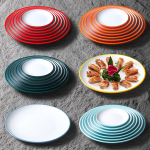 Xiangyuan <b>melamine</b> tableware <b>plates</b>, imitation porcelain dining tableware, restaurant <b>plates</b>, hot pot restaurant round <b>plates</b>, - Product Image 1