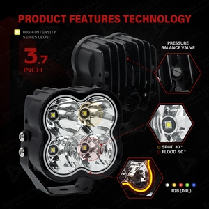 ไฟ LED RGB ทรงสี่เหลี่ยมขนาด 4 นิ้ว <span class=keywords><strong>100W</strong></span> สำหรับรถบรรทุก 4x4 ขับเคลื่อนบนทางวิบาก ไฟตัดหมอก DRL ไฟสปอตไลท์ ไฟส่องข้าง  กันน้ำ 15000LM 12V สำหรับรถ UTV SUV ATV - Product Image 2
