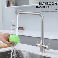 Robinet de cuisine trois-en-un blanc laiteux de style japonais avec douchette extractible, purification de l'eau, fonctions eau chaude et froide, poignée unique en céramique