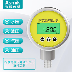 เกจวัดความดันดิจิตอล Asmik สแตนเลสสตีล IP65 การเชื่อมต่อแบบเกลียว ความแม่นยำ 0.5FS - Product Image 5