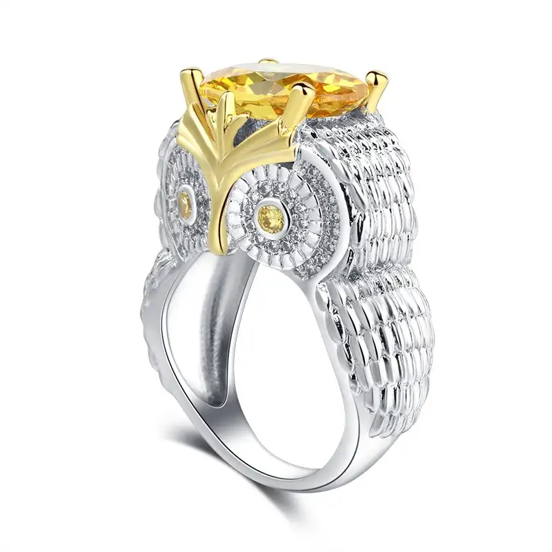 Роскошное женское кольцо с фианитом в виде совы, кольцо с фианитом, Женские аксессуары, романтичные обручальные кольца