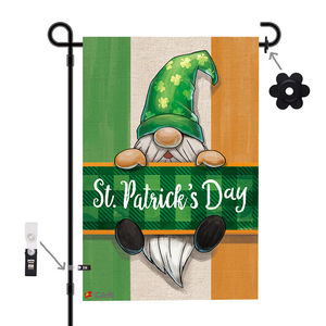 Venta caliente Bandera de vacaciones irlandesa de 12x18 pulgadas con Lucky Clovers Leaf St Patrick's Day Welcome Garden Flag - Product Image 1