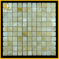 Mosaïque de marbre onyx jaune naturel au design moderne, épaisseur 10 mm, résistante aux acides, pour revêtement mural et sol d'hôtel