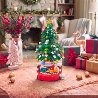 Jouets de Noël pour enfants, briques pour arbre de Noël, base de train rotative, blocs éducatifs DIY, cadeau festif de Noël, décoration de la maison
