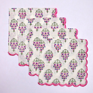 Vente en gros de serviettes de table carrées en coton brodé à la main, de haute qualité, de couleur rose et bleue, à motifs floraux, personnalisées, réutilisables et écologiques - Product Image 1