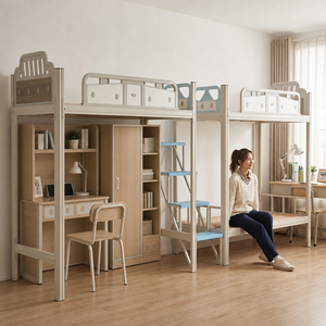 Cama Alta Metálica Reforzada de Calidad Robusta a <span class=keywords><strong>Precio</strong></span> de Fábrica para Dormitorios Escolares y Apartamentos para Varias Personas - Product Image 4