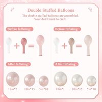 Kit d'arc de ballons rose double en peluche pour bébé, guirlande de ballons blancs perlés pour anniversaire, fête prénatale et décoration.
