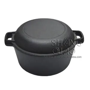 High Quality Cast Iron 2 In 1 Cooker Pre-seasoned Cast Iron Skillet And Double Dutch Oven Set