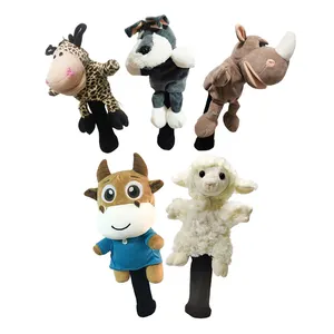 Toptan hayvan Golf kulübü kapak Plushie oyuncak özel Golf kapak hayvan dolması bebek özelleştirilmiş Golf başlığı kılıfı hayvan peluş oyuncak