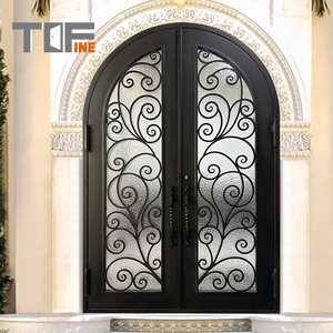 Grande vente porte en fer forgé Villa familiale/manoir utiliser porte double en fer forgé formes multiples porte en fer forgé pas cher - Product Image 2