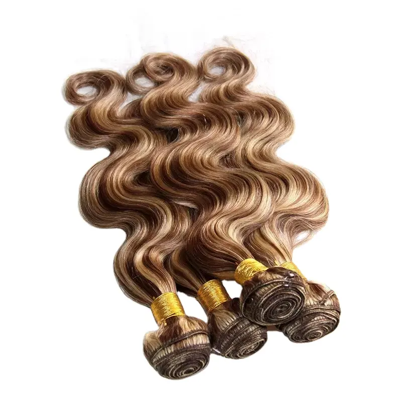 #8/613 Mixed Piano Color Brazilian Human Hair Wefts Body Wave Light Brown and Blonde Piano Mix Color Virgin Hair Weave Bundles