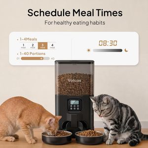 Voluas Automatic <b>Cat</b> <b>Feeder</b> 6L Dual Bowl Timed Pet <b>Feeder</b> For <b>Cats</b> Dogs Small Animals - Product Image 2