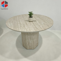 Table de bistrot à base croisée en pierre frittée de travertin