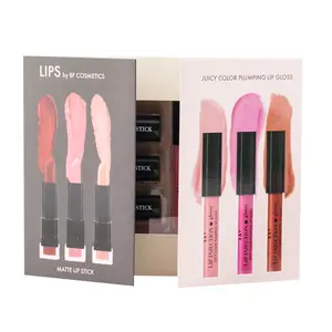 Dubbele Deur Papier Doos 6 Pack Private Label Venders Romige Vloeibare Lipgloss En Lipstick