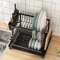 Égouttoir à vaisselle double couche pour comptoir de cuisine, support de rangement et d'organisation pour bols et assiettes, ustensile ménager