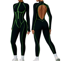 Vêtements personnalisés de haute qualité en nylon pour femmes, combinaison active extensible à séchage rapide et respirante à manches longues avec fermeture éclair pour la salle de sport et le fitness