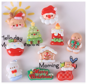 Decoraciones para teléfonos móviles Lote mixto Resina Árbol de Navidad Vela Muñeco de nieve Santa Claus Casa Ciervo manzana Encantos 3D Flatback Cabochons - Product Image 5
