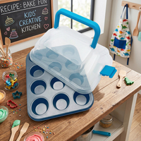 12 Mini moule à Cupcake avec porte-conteneur en plastique en forme de maison pour enfants porte-gâteau bricolage