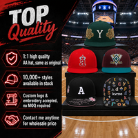 Casquettes de baseball ajustées à 6 panneaux, livraison rapide, style sport, visière plate unie, brodées, style streetwear américain vintage, casquettes snapback