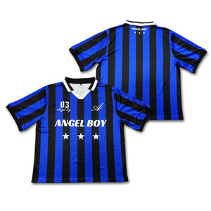 Camiseta de fútbol personalizada sublimación patrón de rayas camisetas de fútbol retro cuadradas de gran tamaño - Product Image 2