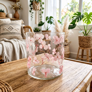 Ensemble tasse à thé et soucoupe en verre à motif floral rose, tasse à thé et soucoupe décoratives transparentes pour la décoration de table de fête à la maison - Product Image 1