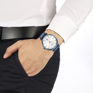 Montre classique pour homme avec cadran Sunray, montre à quartz Miyota 2115 avec calendrier, bracelet en cuir véritable, montre-bracelet étanche pour affaires - Product Image 6