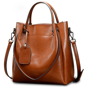 Sacs fourre-tout pour femmes, nouveaux sacs à main de créateur en cuir véritable ciré, sacs à bandoulière de luxe pour femmes - Product Image 1