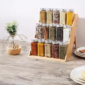 Étagère à épices en bois à trois niveaux, organiseur de bureau pour rangement et présentation dans la cuisine - Product Image 2